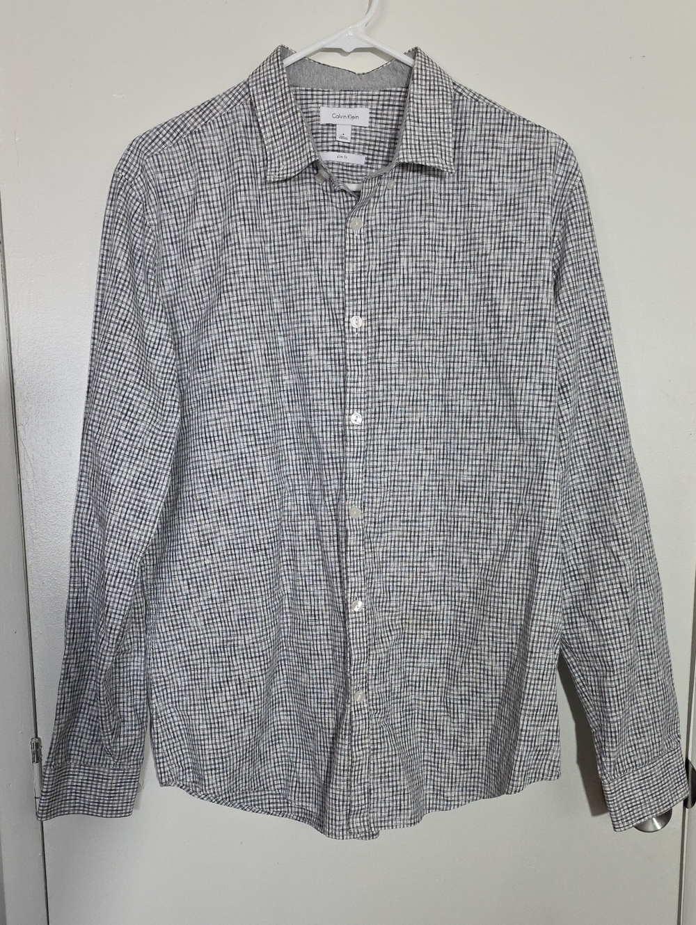 Calvin Klein Men’s Black & White Mini Check Dress Shirt
